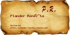 Plander Renáta névjegykártya